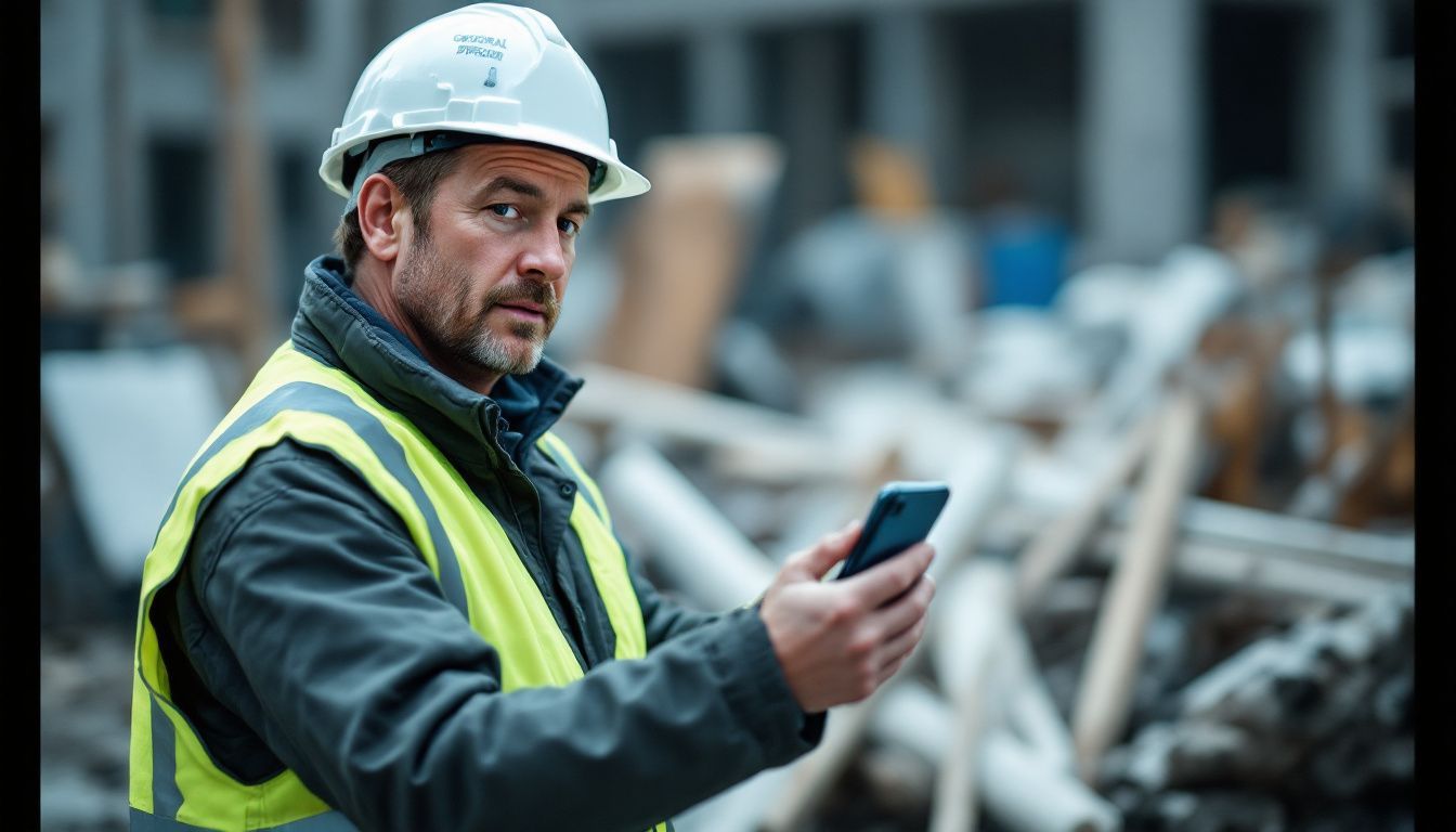 A general contractor inspecting construction site for safety hazards.